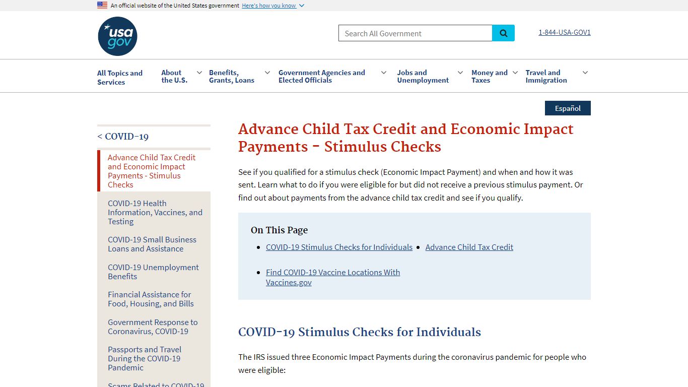 Advance Child Tax Credit and Economic Impact Payments - USA.gov